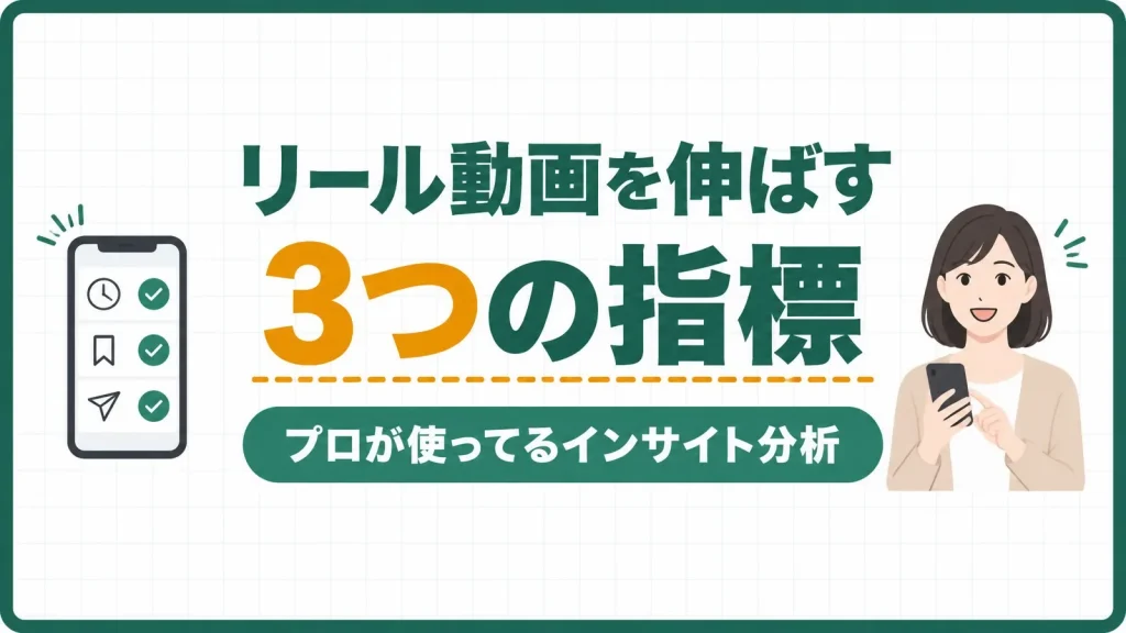 リール動画を伸ばす3つの指標。インスタ分析の記事のアイキャッチ